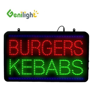 Certificato di potenza ABS Open-Mold BURGERS KEBABS LED Sign per dimensioni e colori personalizzati