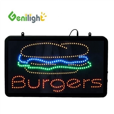 Certificato di potenza ABS Open-Mold BURGERS KEBABS LED Sign per dimensioni e colori personalizzati