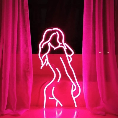Decorazione da parete segno di neon rosa lady con supporto acrilico personalizzato 50000 ore durata