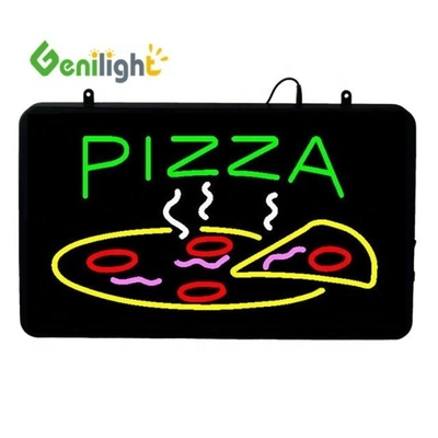ABS open-mold Rectangle Custom Pizza Light Acrylic Open Sign Neon Led con chian appeso