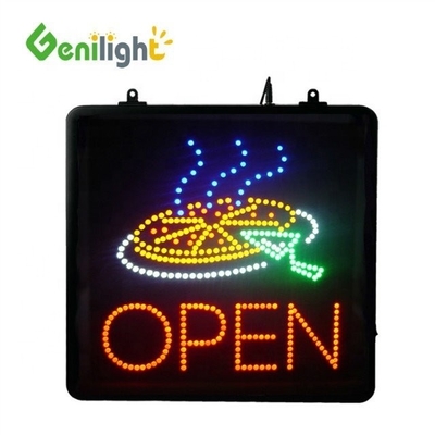 ABS open-mold Rectangle Custom Pizza Light Acrylic Open Sign Neon Led con chian appeso