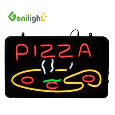 ABS open-mold Rectangle Custom Pizza Light Acrylic Open Sign Neon Led con chian appeso