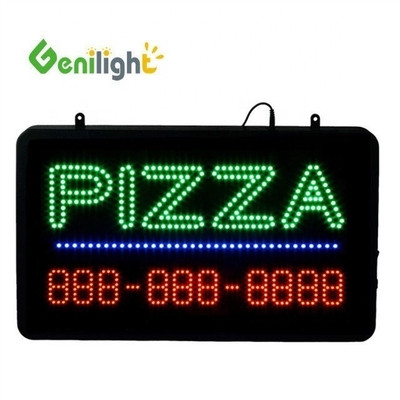 ABS open-mold Rectangle Custom Pizza Light Acrylic Open Sign Neon Led con chian appeso