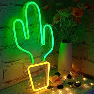 Segno a neon a LED alimentato da USB per la decorazione della camera da letto Grande forma di cactus per bambini Ragazzi adolescenti ragazze dormitorio