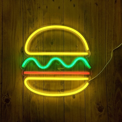 30*30cm LED Neon Light USB alimentato da hamburger Neon Sign Wall Art Consumo di energia 0