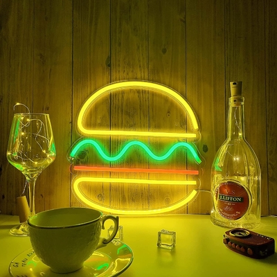 30*30cm LED Neon Light USB alimentato da hamburger Neon Sign Wall Art Consumo di energia 0