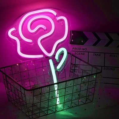 5V Voltage LED Fiore Luci Rose Neon Segno per Decorazione Parete Camera da letto Interruttore Decorazione Festa