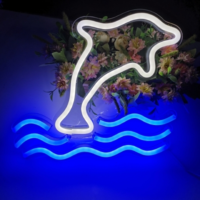5V Large Dolphin Neon Light Sign Marquee Battery USB Operated Table Led Light Decorazione murale