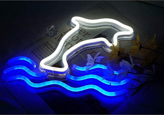 5V Large Dolphin Neon Light Sign Marquee Battery USB Operated Table Led Light Decorazione murale