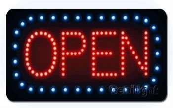 CE RoHS LVD Power Certificate Hanging Chain Sign Board per segnali aperti a LED interni