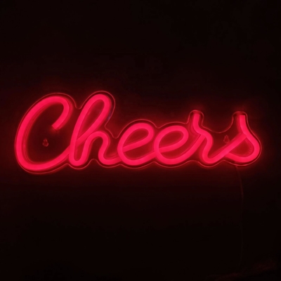 Cheers LED Light Up Sign Decorazione murale per adolescenti Preppy Decorazione della stanza Neon Sign