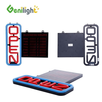 Consumo Genilight GLT-LSN6050H-001 Rosso Blu Colore Neon Segno LED Aperto Con Orari