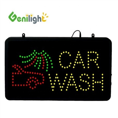 Genilight Indoor 22*13inch DC12v LED Car Wash Open Sign con sfondo in plastica di alluminio
