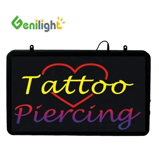LED Tattoo Piercing Neon Open Sign con forma rettangolare e materiale in resina epossidica