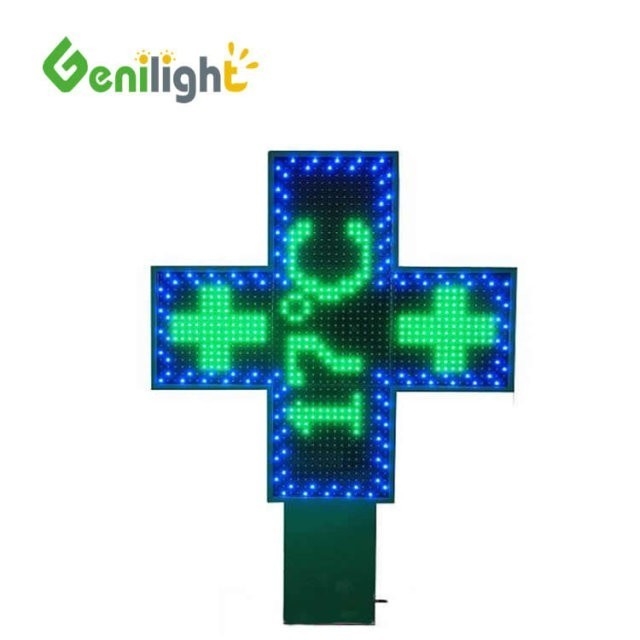 Configurazione dei pixel 1G Dimensioni personalizzate In colori pieni Farmacia LED Cross Sign con RGB