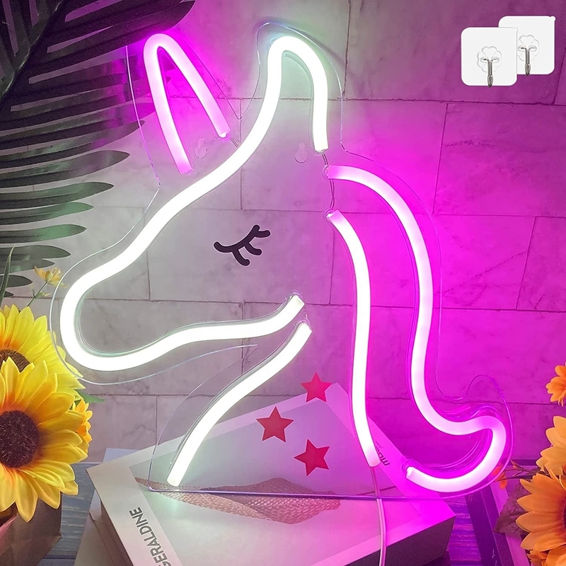 Segno di neon rosa e bianco per la camera da letto Perfetto