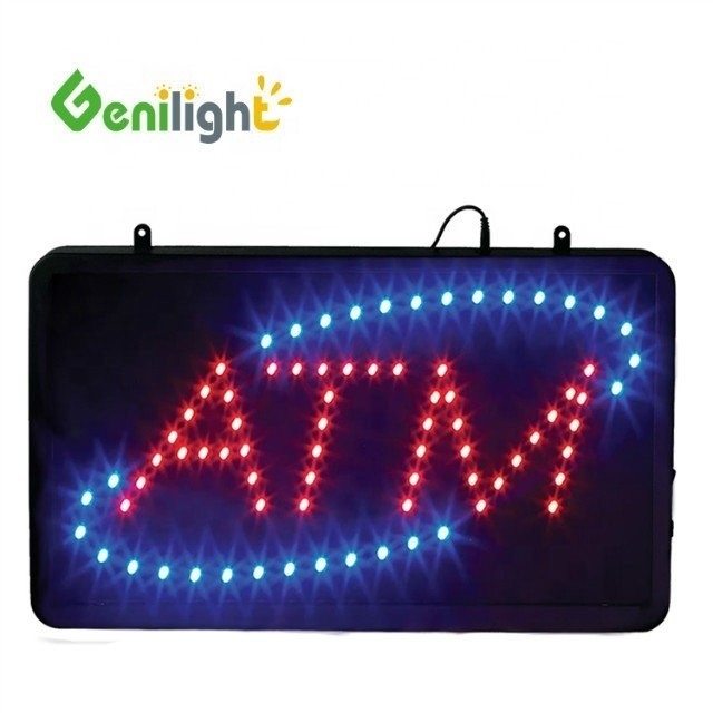 Centro commerciale ad alta risoluzione popolare animato Led Slim ATM Machine OPEN Sign Business Switch/Chain