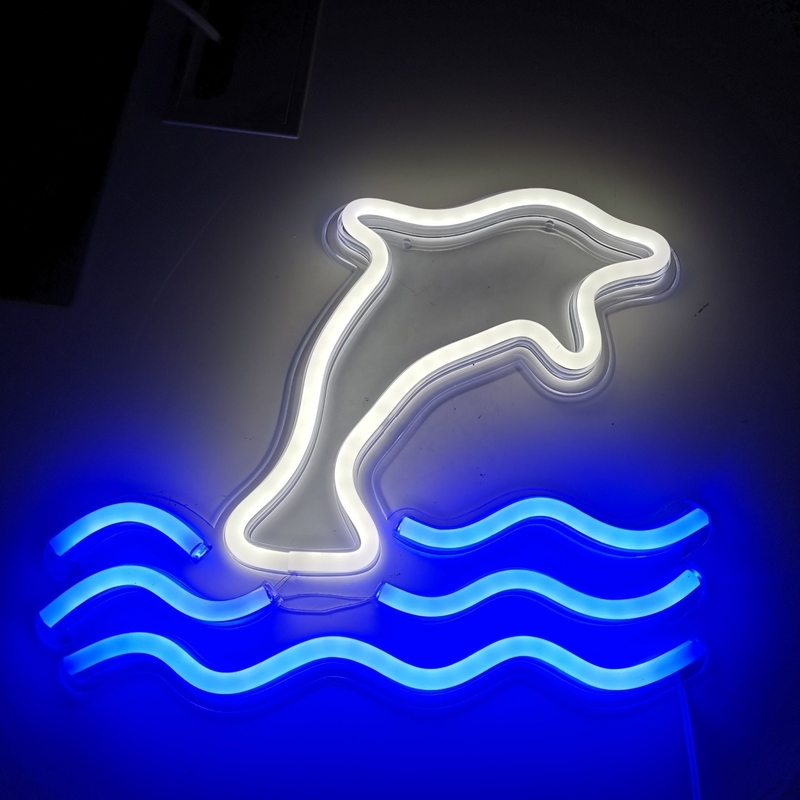 5V Large Dolphin Neon Light Sign Marquee Battery USB Operated Table Led Light Decorazione murale