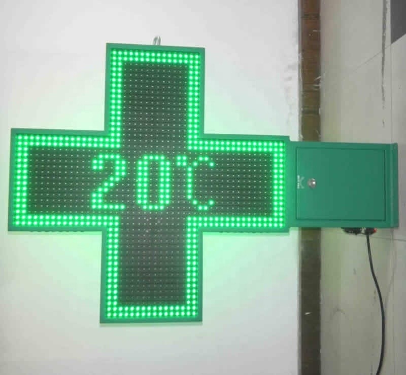 Display digitale a LED per farmacia segnale a croce 80 cm monocolore/tricolore