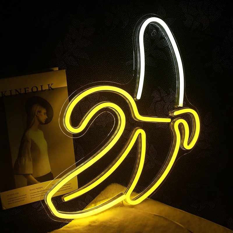 Decorazione murale a neon a LED a base di banana personalizzata per la luce notturna durata di vita 50000 ore