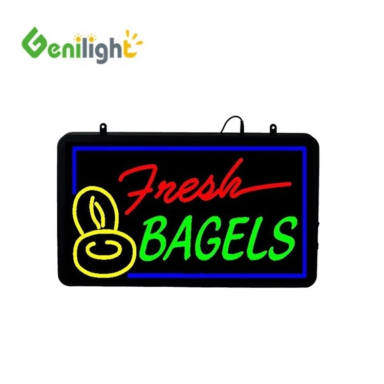 Negozio Decorazioni frontali Tavola neon a LED per bagel freschi Dimensione dello schermo 56*33cm