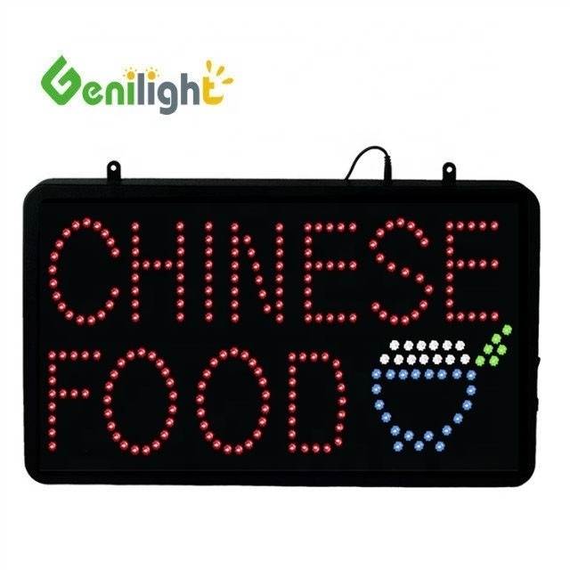 Original Genilight Chinese Food LED Open Sign per il ristorante cinese Flash Genilight