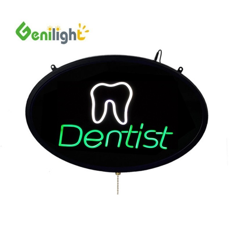 ABS Open-Mold Genilight Ovale 58*36cm LED Neon Open Sign con Logo dentale