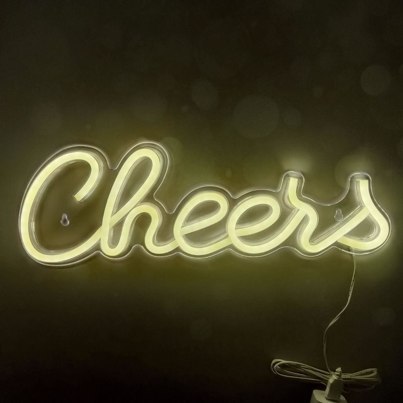 Cheers LED Light Up Sign Decorazione murale per adolescenti Preppy Decorazione della stanza Neon Sign