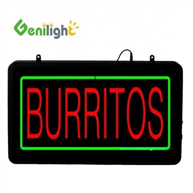 Disegno personalizzato DC12V BURRITOS LED Neon Open Sign da Genilight IP Rating Colore profondità -