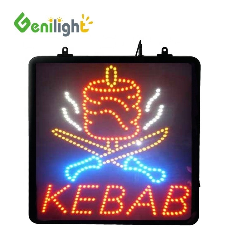 Genilight Indoor 22*13inch DC12V Kebab Led Open Light Sign con design super popolare