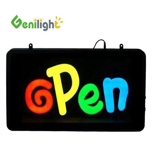 Modalità di animazione lampeggiante Genilight 56*33 cm Full Color LED elettronico Neon OPEN Sign