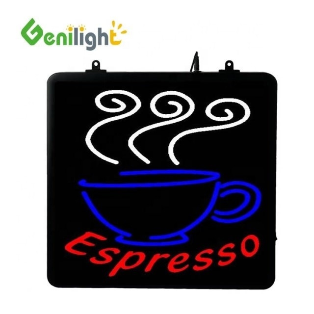 ABS Open-Mold Outframe Decoration Style Espresso Coffee Cup LED Neon Sign per il mercato