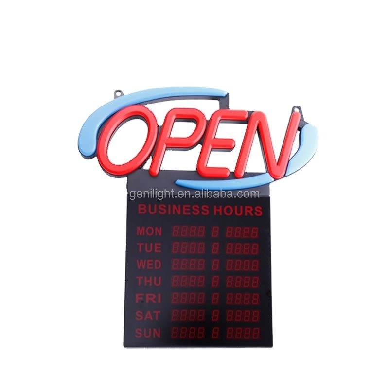 Indicatore di apertura acrilico a neon a LED con ore 12V Voltaggio di ingresso Disegno semplice e alla moda 54x52cm