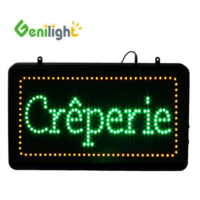 Tipo OEM Genilight Indoor 22*13inch DC12v Professional CREPERIE LED Light Open Sign