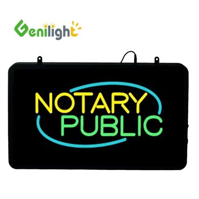 Genilight NOTARY PUBLIC LED Neon Sign con ABS Open-Mold Outframe e Flashing Animation