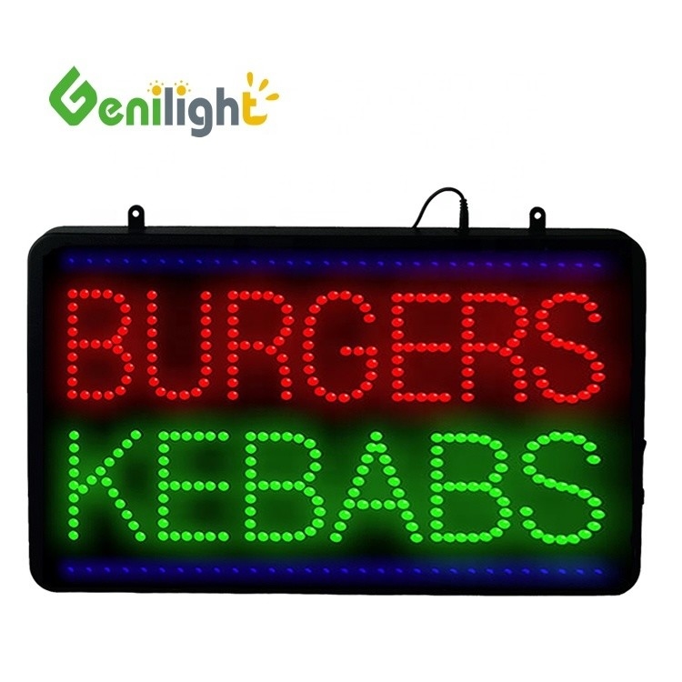 Flash Burgers Kebabs LED Neon Light Sign per il negozio 22 pollici x 13 pollici 6 mm Pixel Pitch
